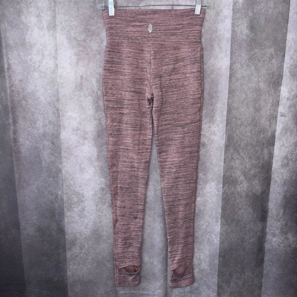 Free‎ People Movement Women Small Pink Heathered High Rise Stirrup Leggings